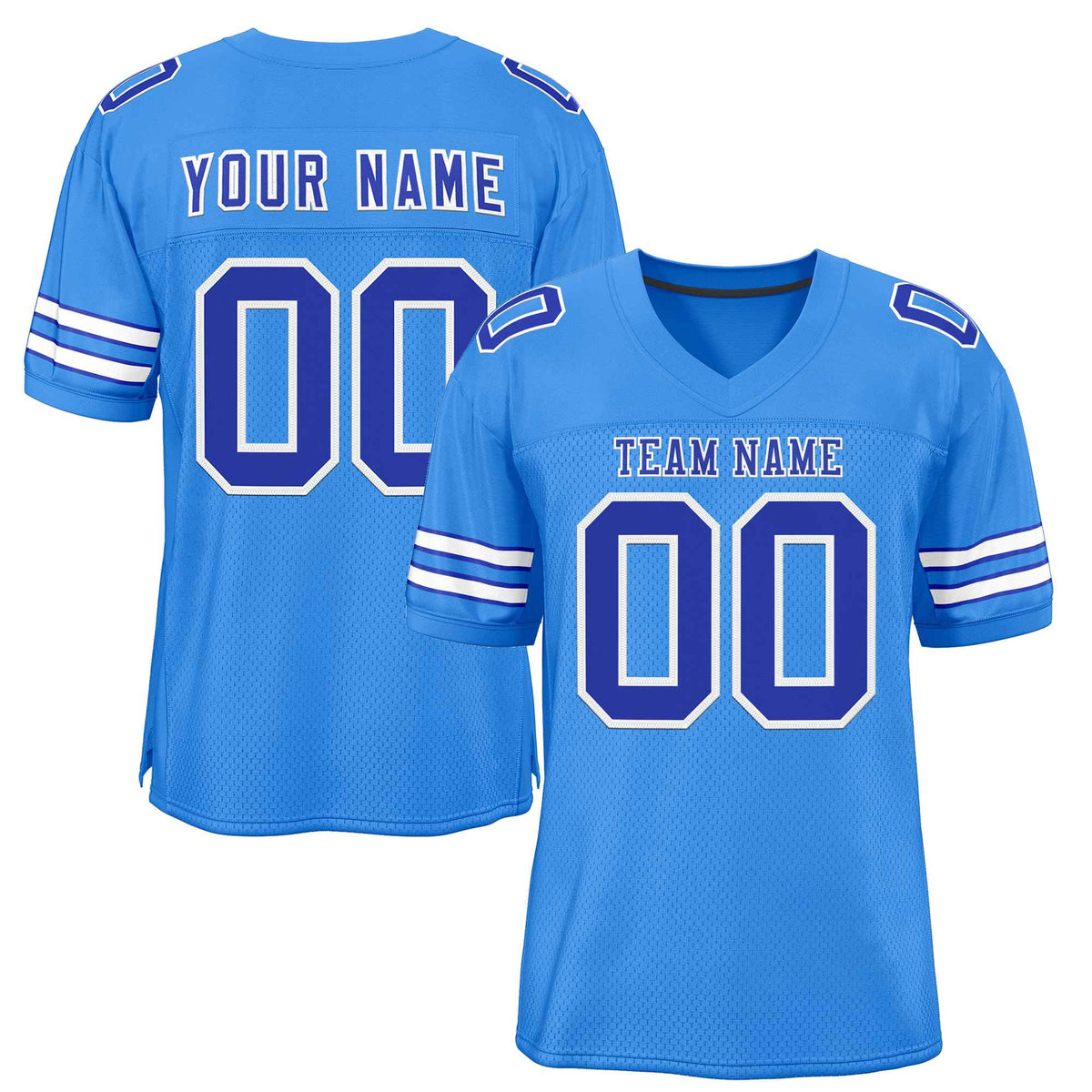 Custom Powder Blue Royal-White Classic Style Authentic American Football Jersey| KXKSHOP