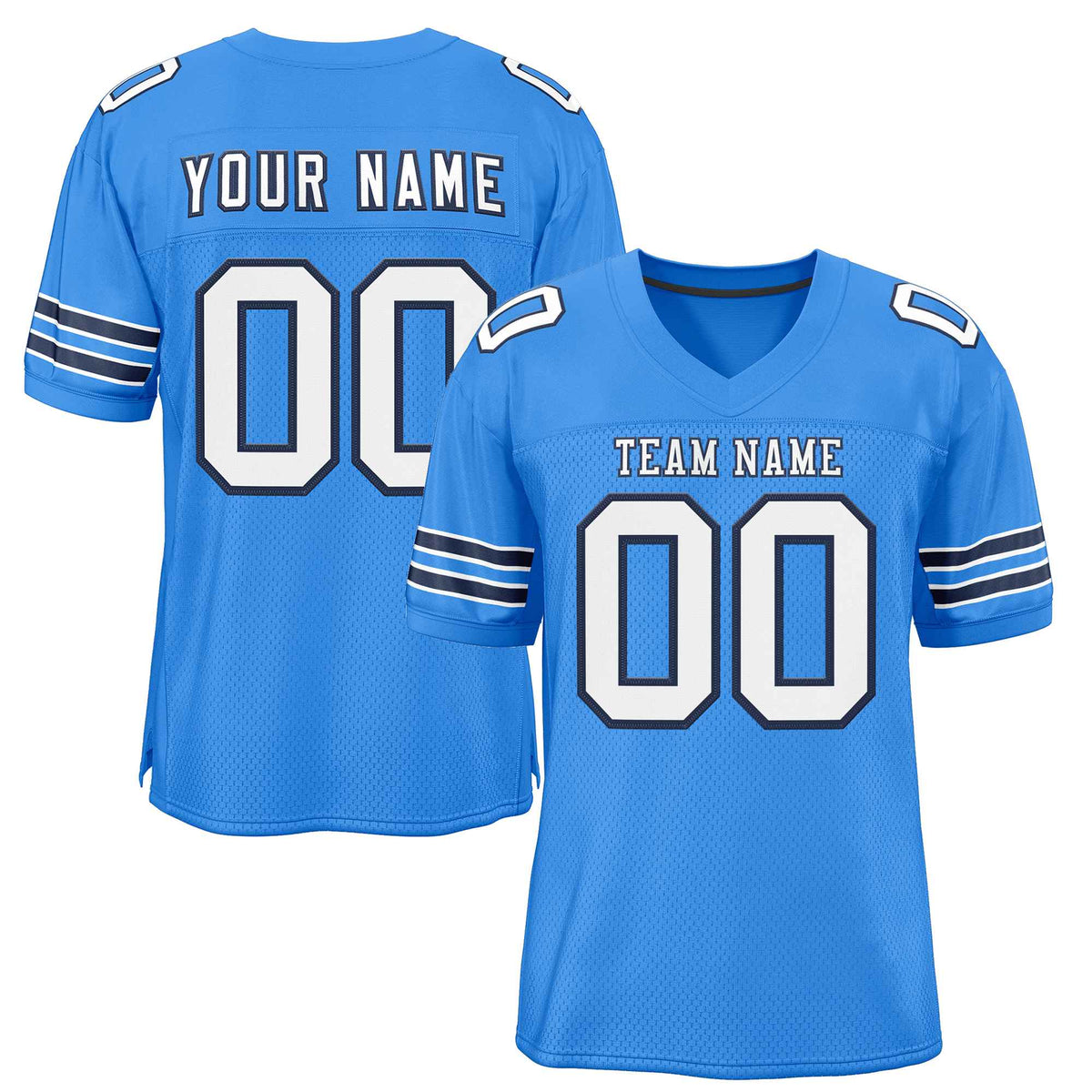 Custom Powder Blue White-Navy Classic Style Authentic American Football Jersey| KXKSHOP