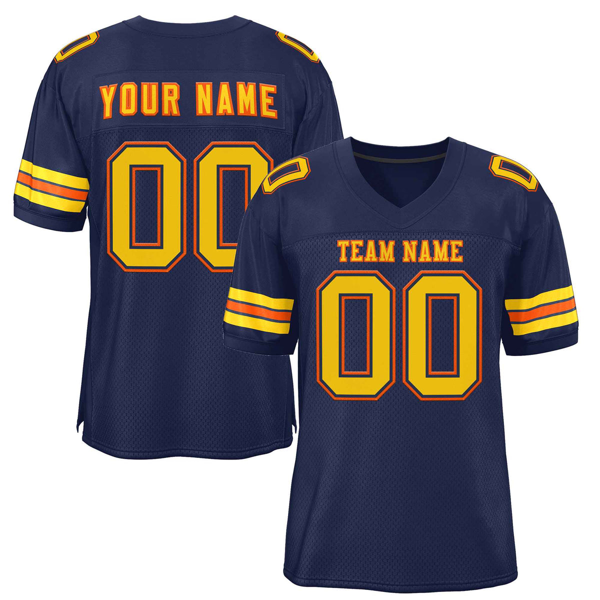 Custom Navy Gold-Orange Classic Style Authentic American Football Jersey| KXKSHOP