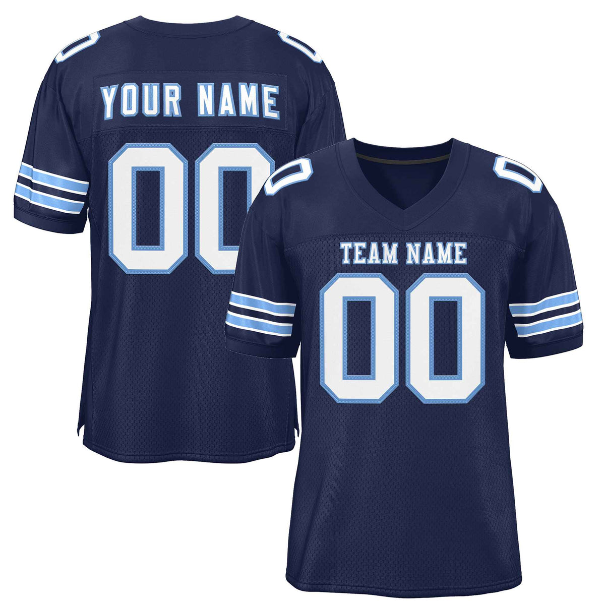Custom Navy White-Light Blue Classic Style Authentic American Football Jersey| KXKSHOP