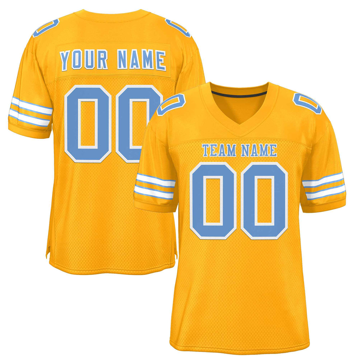 Custom Gold Light Blue-White Classic Style Authentic American Football Jersey| KXKSHOP