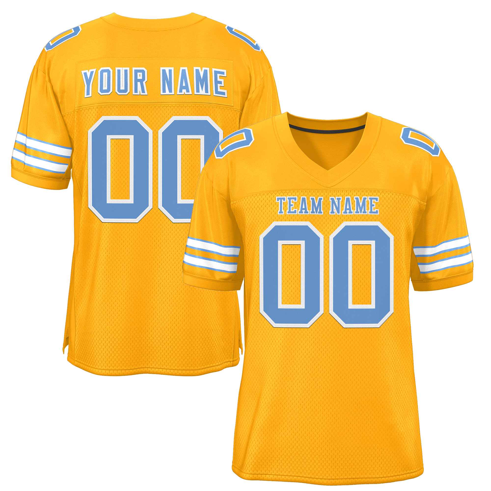 Custom Gold Light Blue-White Classic Style Authentic American Football Jersey| KXKSHOP