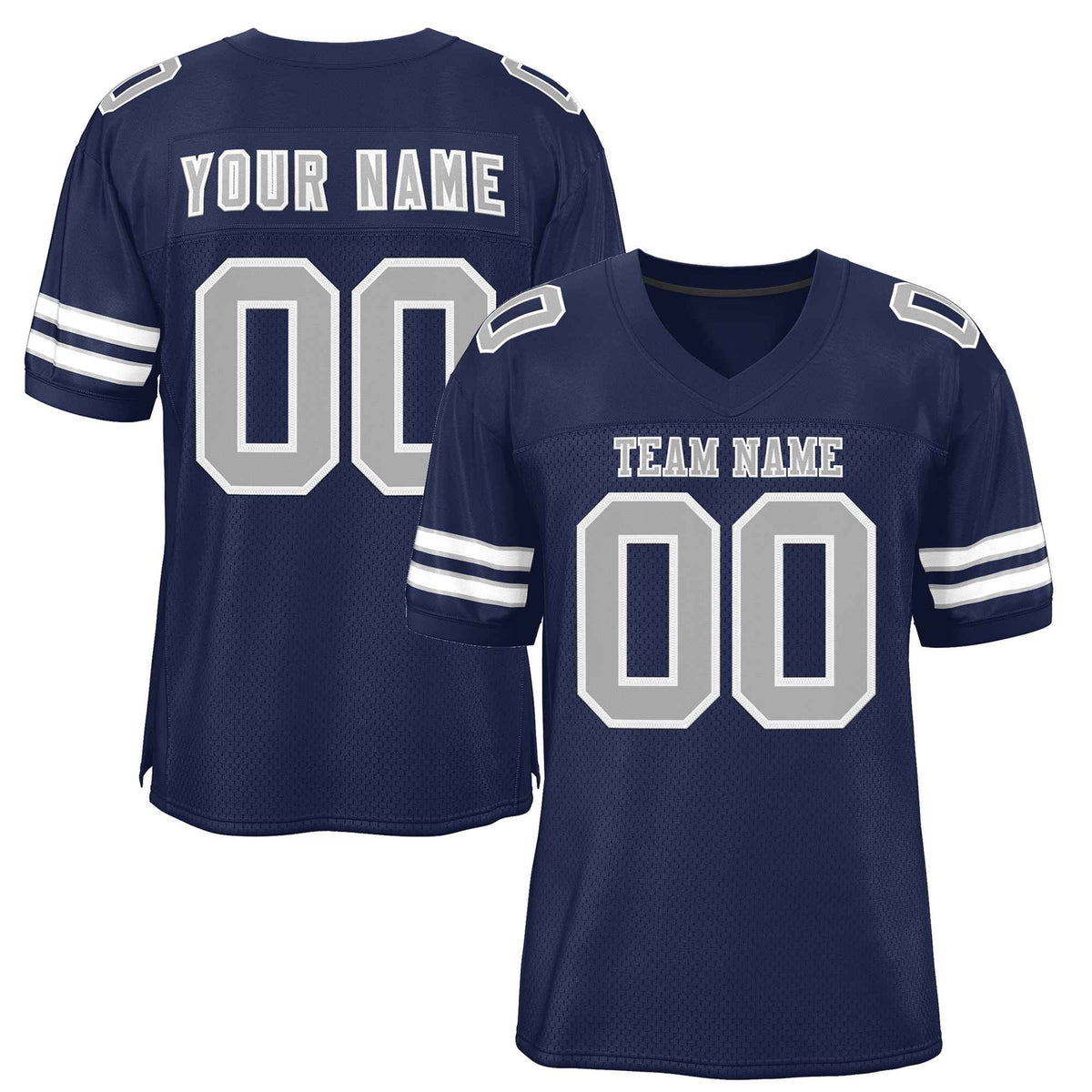 Custom Navy Gray-White Classic Style Authentic American Football Jersey| KXKSHOP