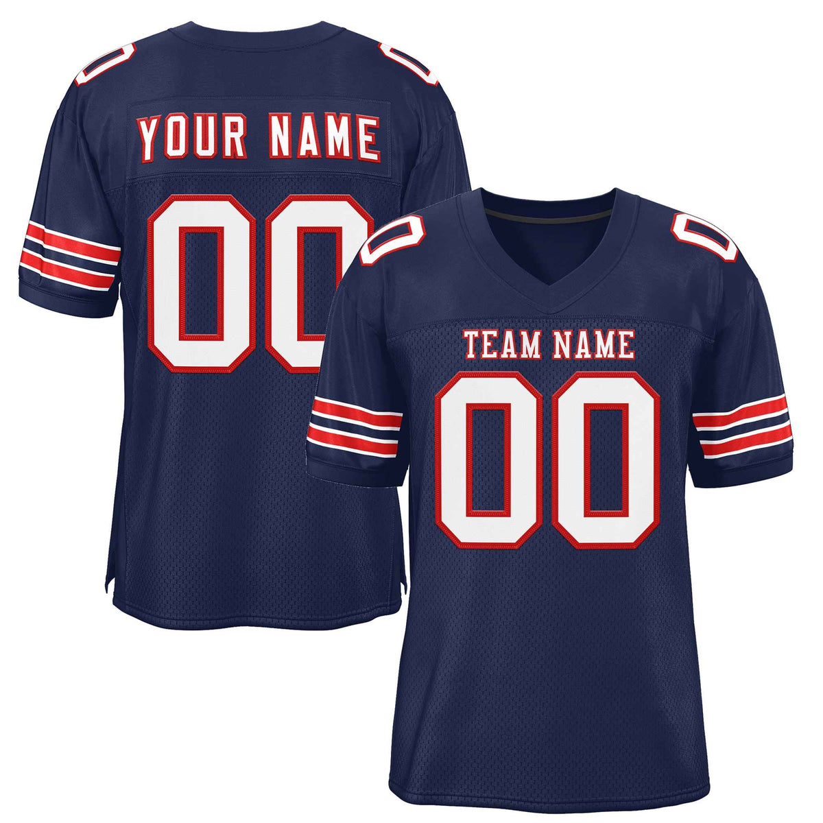 Custom Navy White-Red Classic Style Authentic American Football Jersey| KXKSHOP