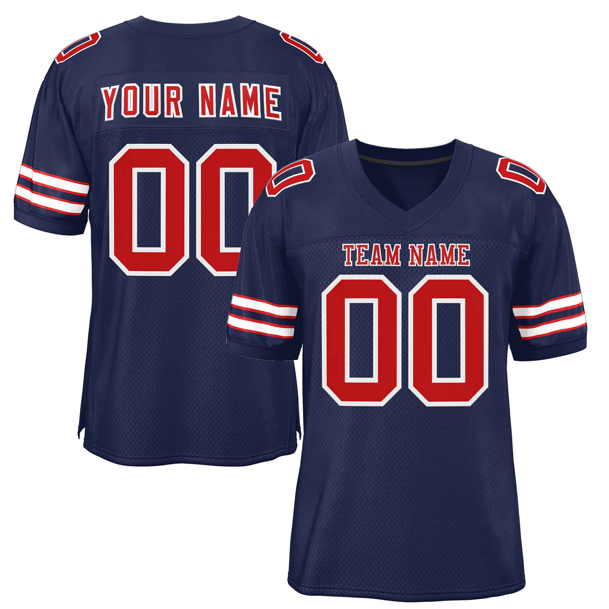 Custom Navy Red-White Classic Style Authentic American Football Jersey| KXKSHOP