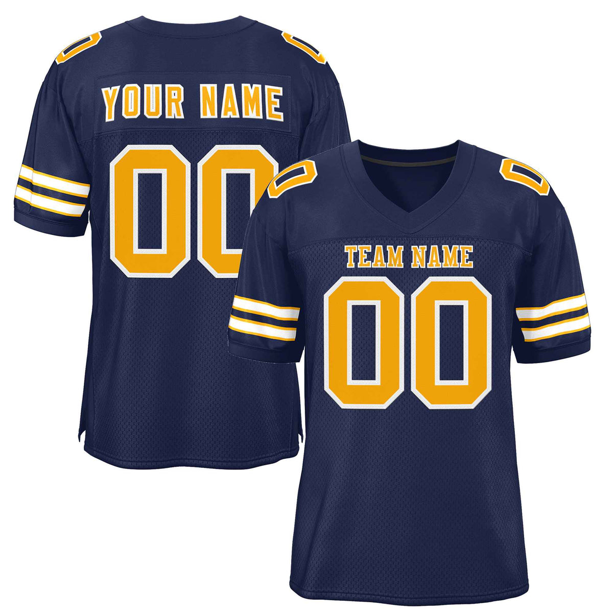 Custom Navy Yellow-White Classic Style Authentic American Football Jersey| KXKSHOP