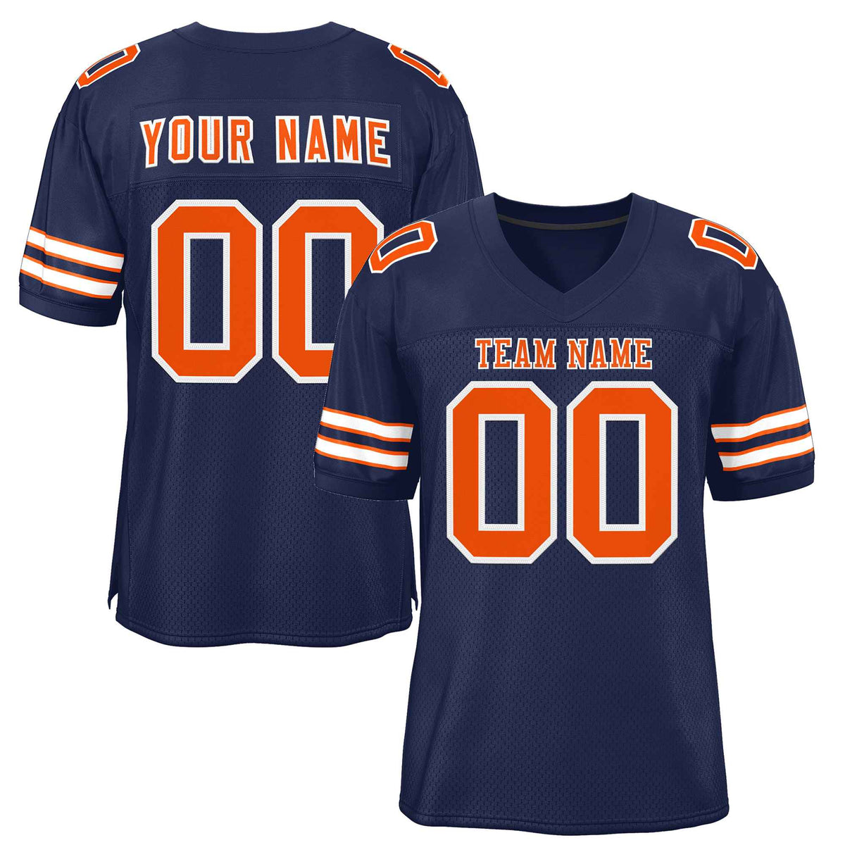 Custom Navy Orange-White Classic Style Authentic American Football Jersey| KXKSHOP