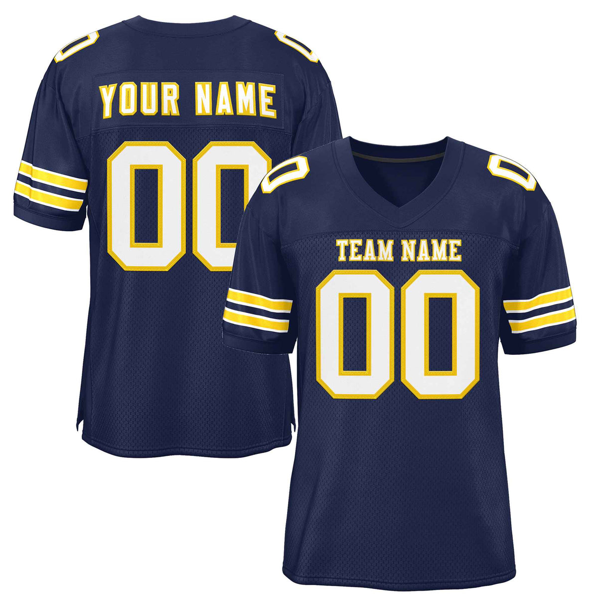 Custom Navy White-Gold Classic Style Authentic American Football Jersey| KXKSHOP