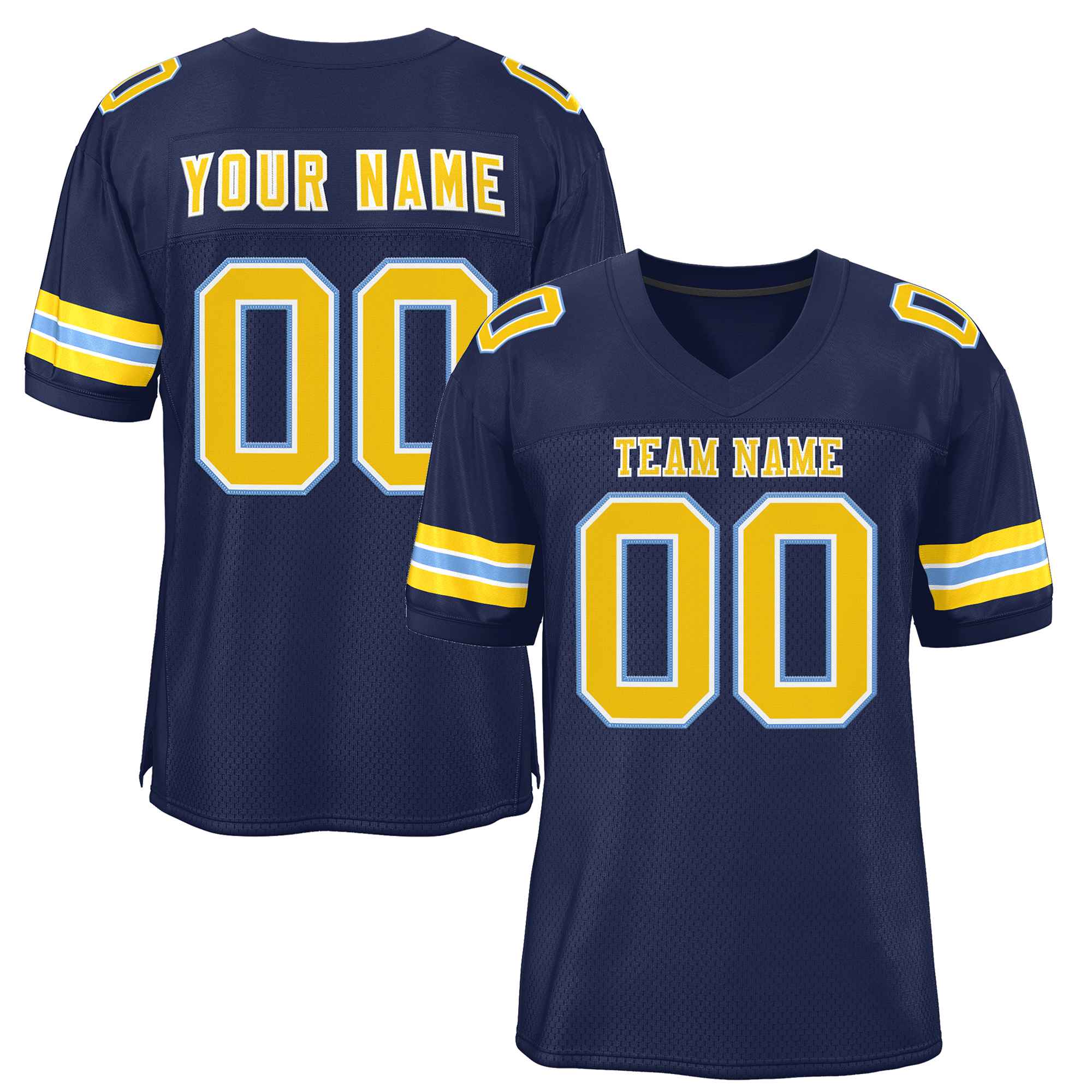 Custom Navy Gold-White Classic Style Authentic American Football Jersey| KXKSHOP