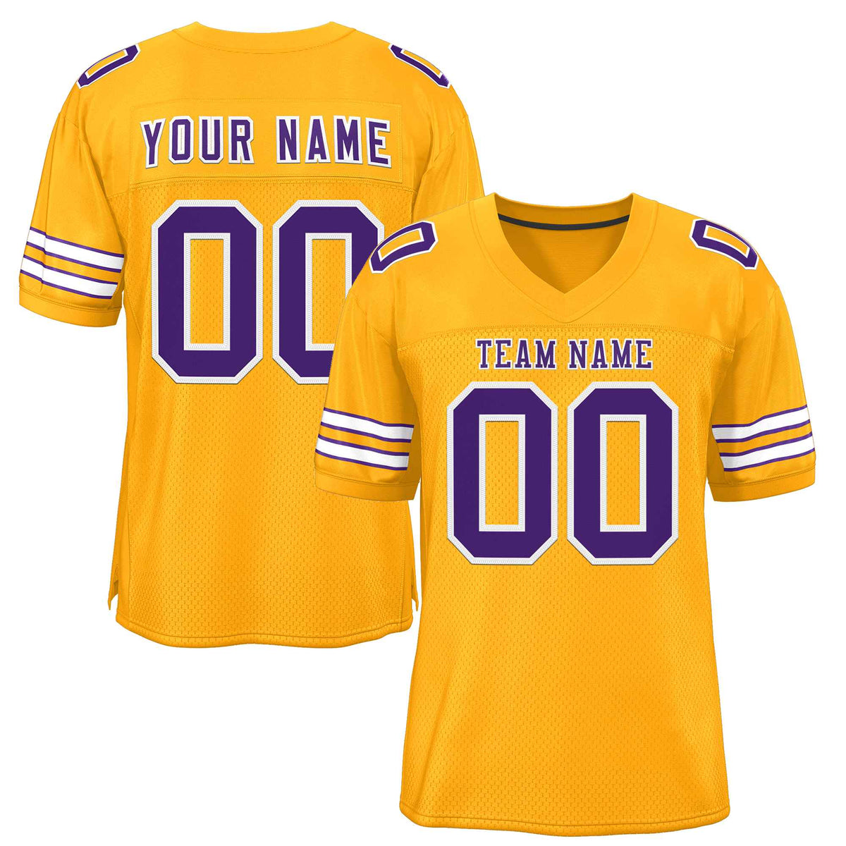 Custom Gold Purple-White Classic Style Authentic American Football Jersey| KXKSHOP