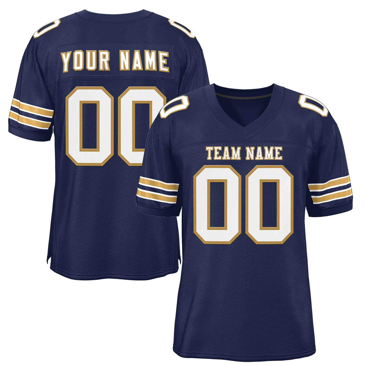 Custom Navy White-Old Gold Classic Style Authentic American Football Jersey| KXKSHOP