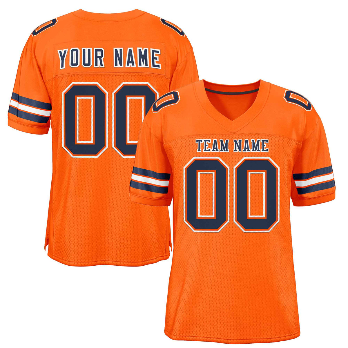 Custom Orange Navy-White Classic Style Authentic American Football Jersey| KXKSHOP