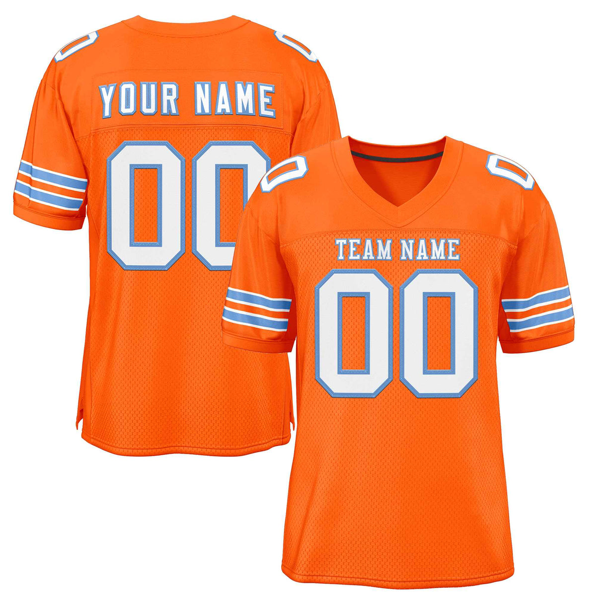 Custom Orange White-Light Blue Classic Style Authentic American Football Jersey| KXKSHOP