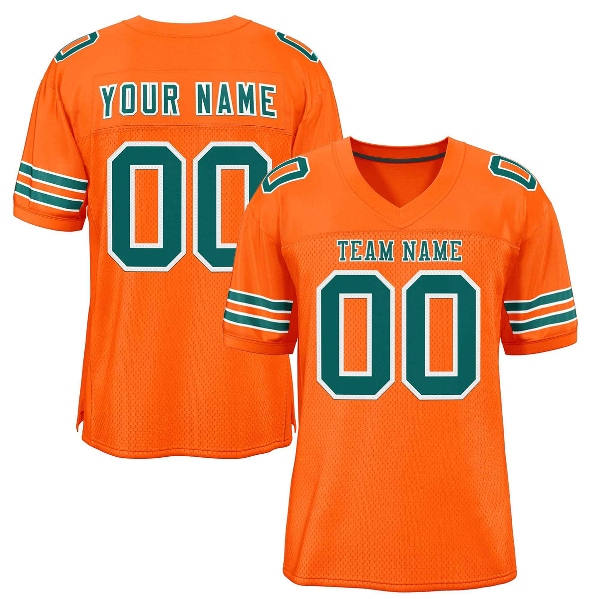 Custom Orange Aqua-White Classic Style Authentic American Football Jersey| KXKSHOP