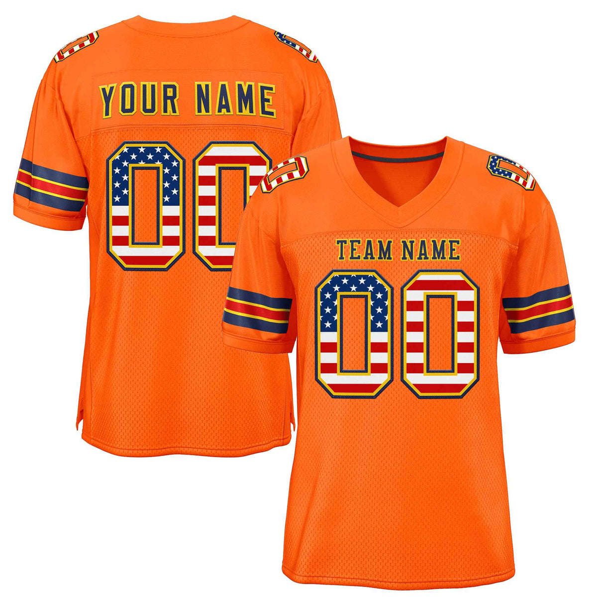 Custom Orange Navy-Gold Classic Style Authentic American Football Jersey| KXKSHOP
