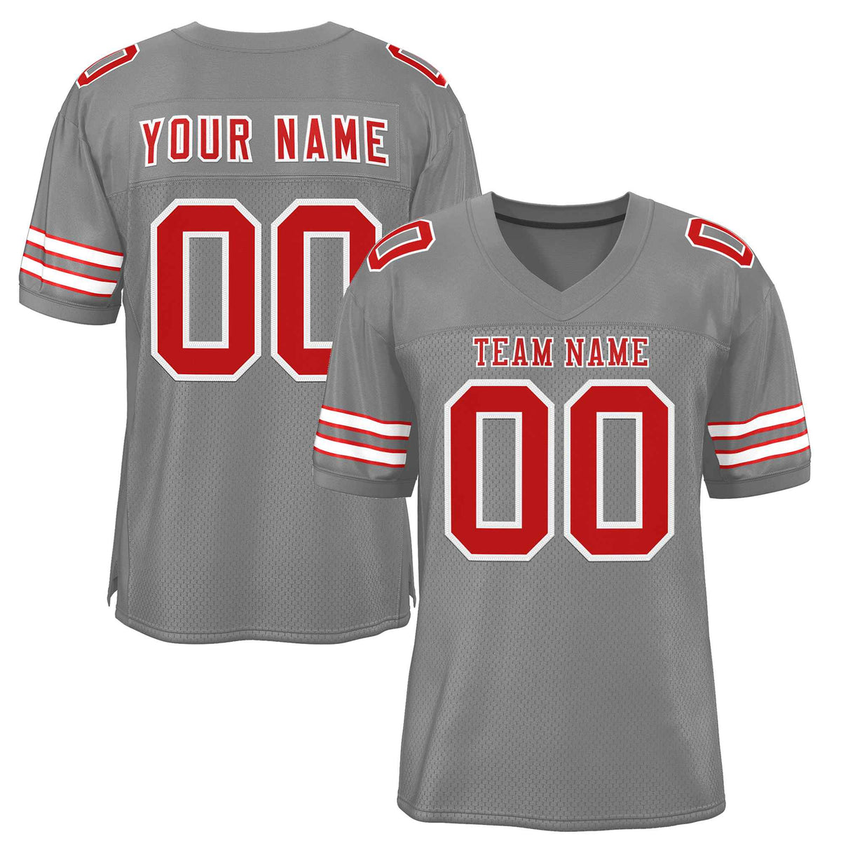 Custom Gray Red-White Classic Style Authentic American Football Jersey| KXKSHOP