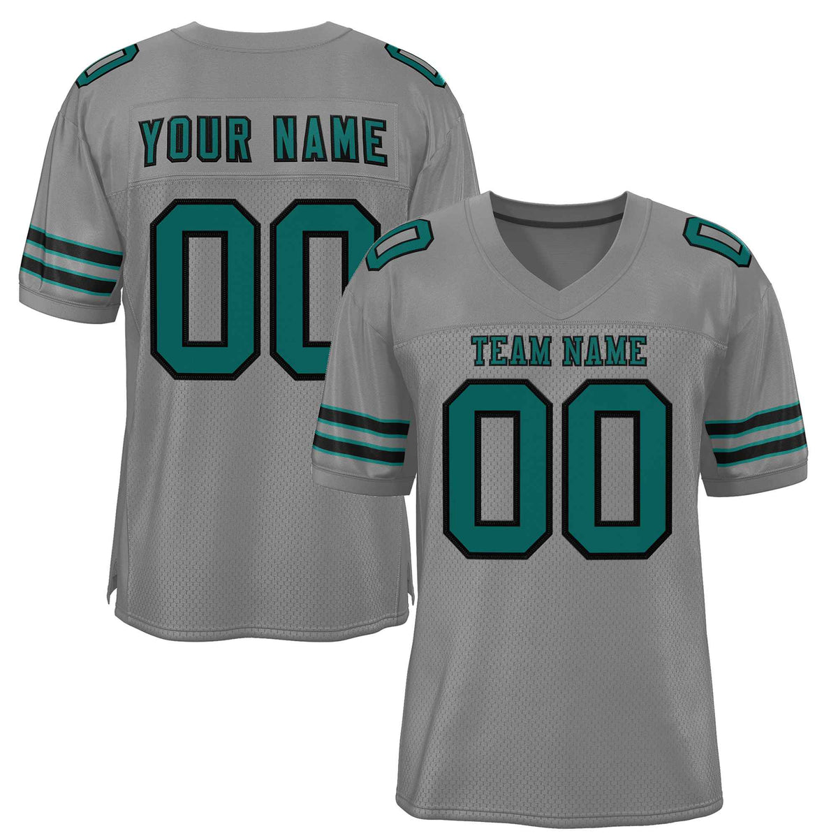 Custom Gray Aqua-Black Classic Style Authentic American Football Jersey| KXKSHOP