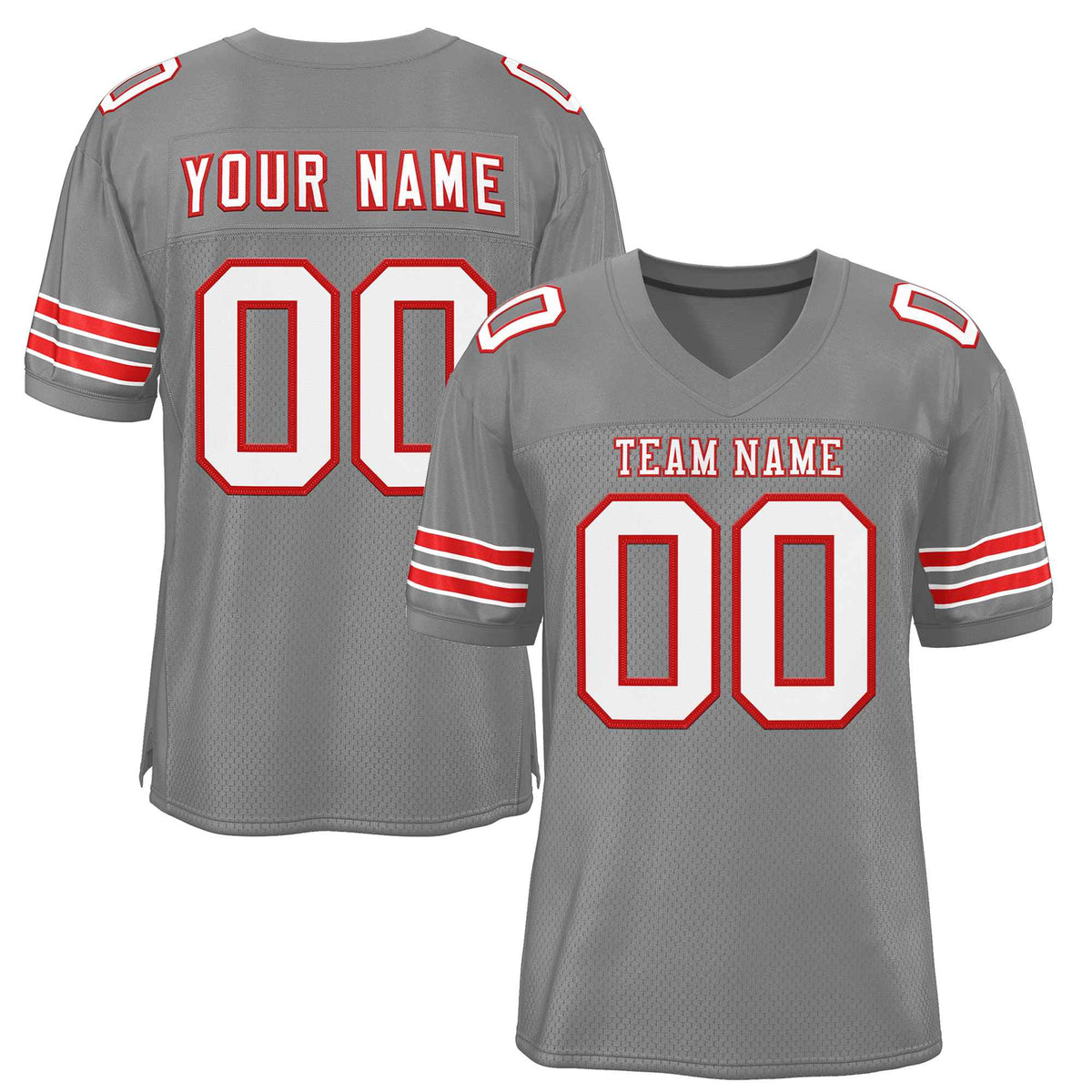 Custom Gray White-Red Classic Style Authentic American Football Jersey| KXKSHOP