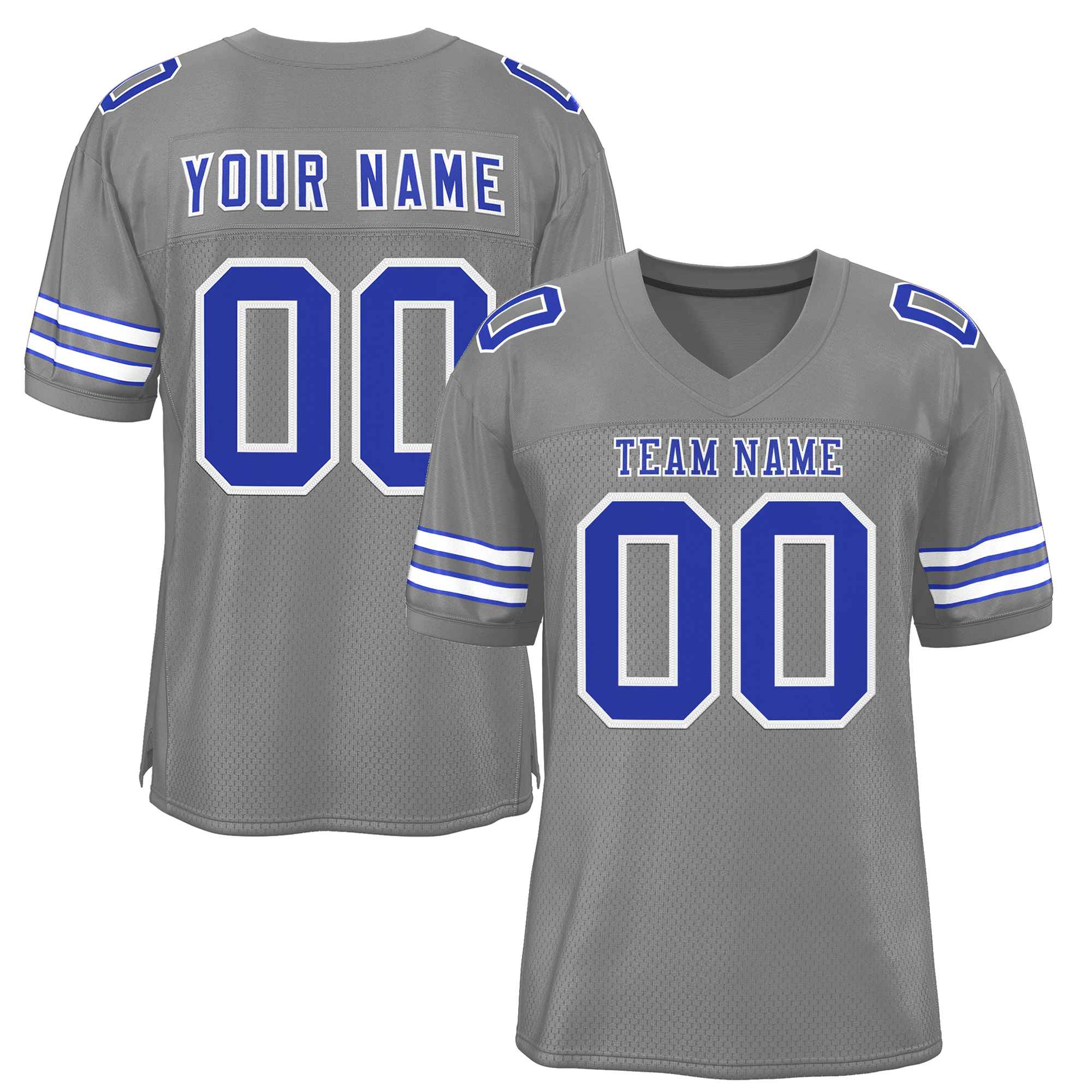 Custom Gray Royal-White Classic Style Authentic American Football Jersey| KXKSHOP