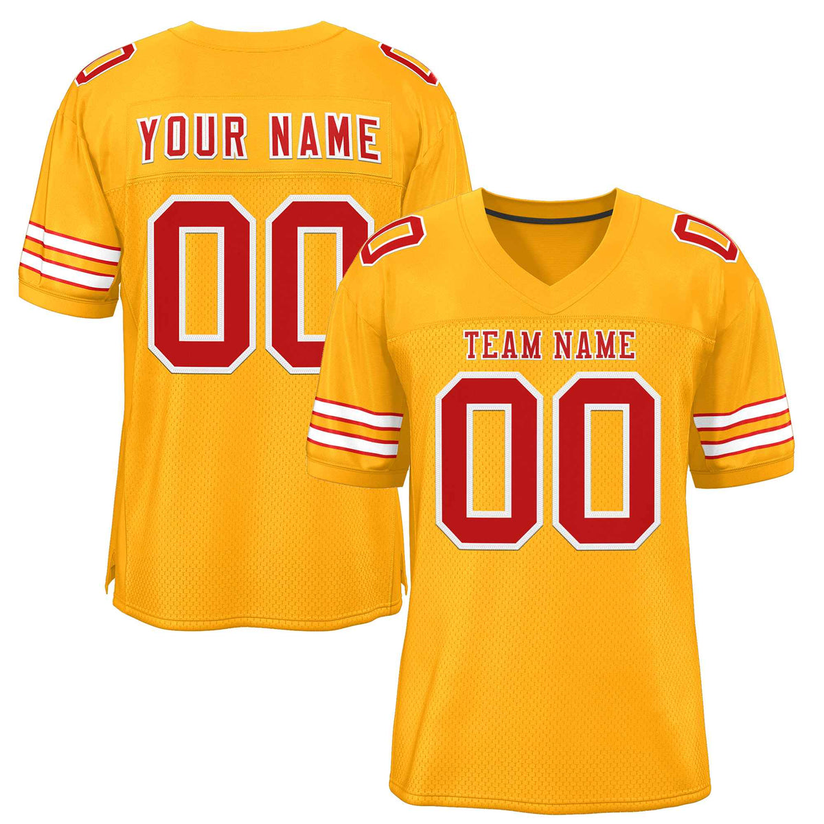 Custom Gold Red-White Classic Style Authentic American Football Jersey| KXKSHOP