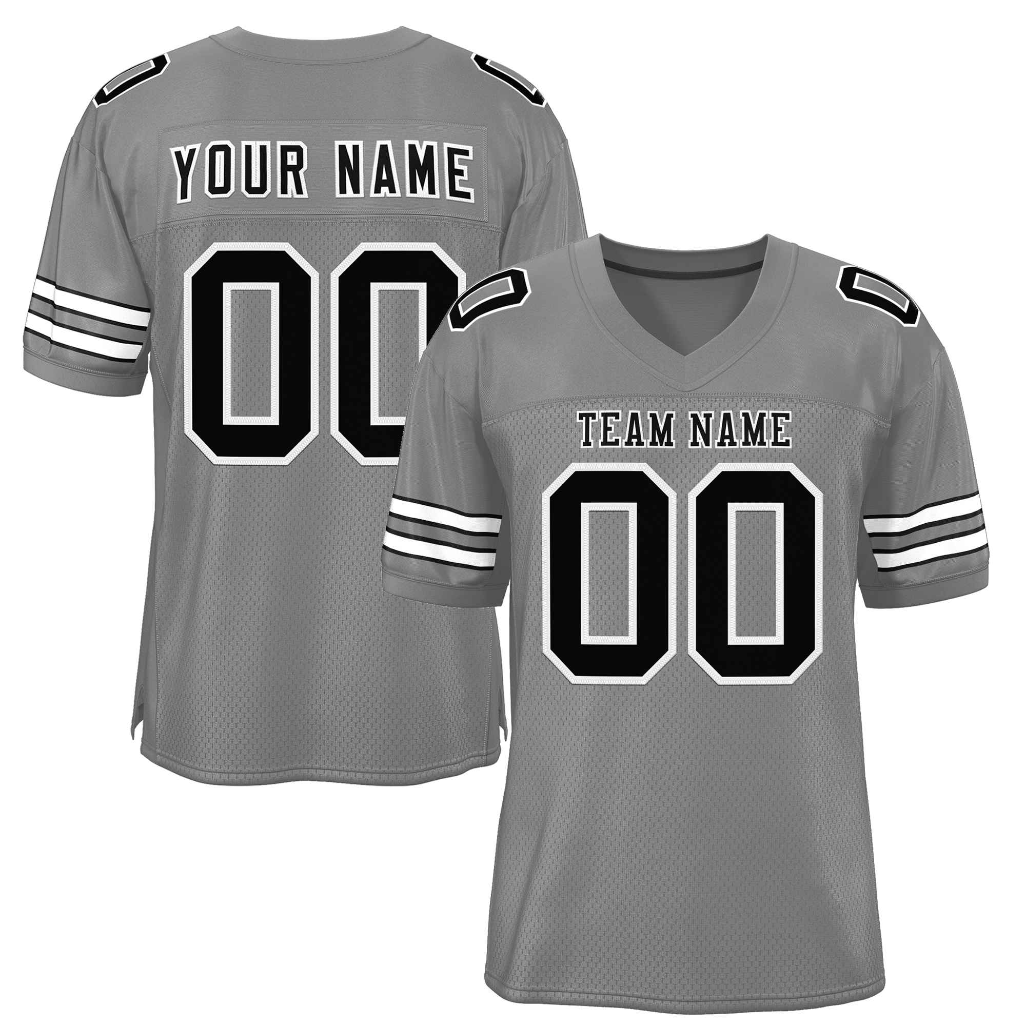Custom Gray Black-White Classic Style Authentic American Football Jersey| KXKSHOP
