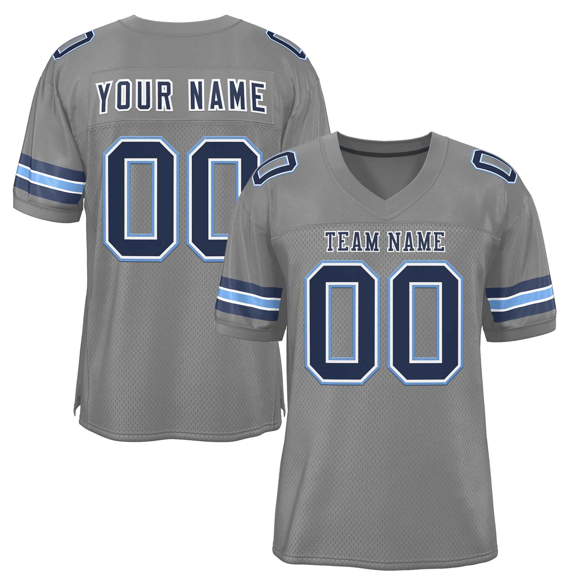 Custom Gray Navy-White Classic Style Authentic American Football Jersey| KXKSHOP