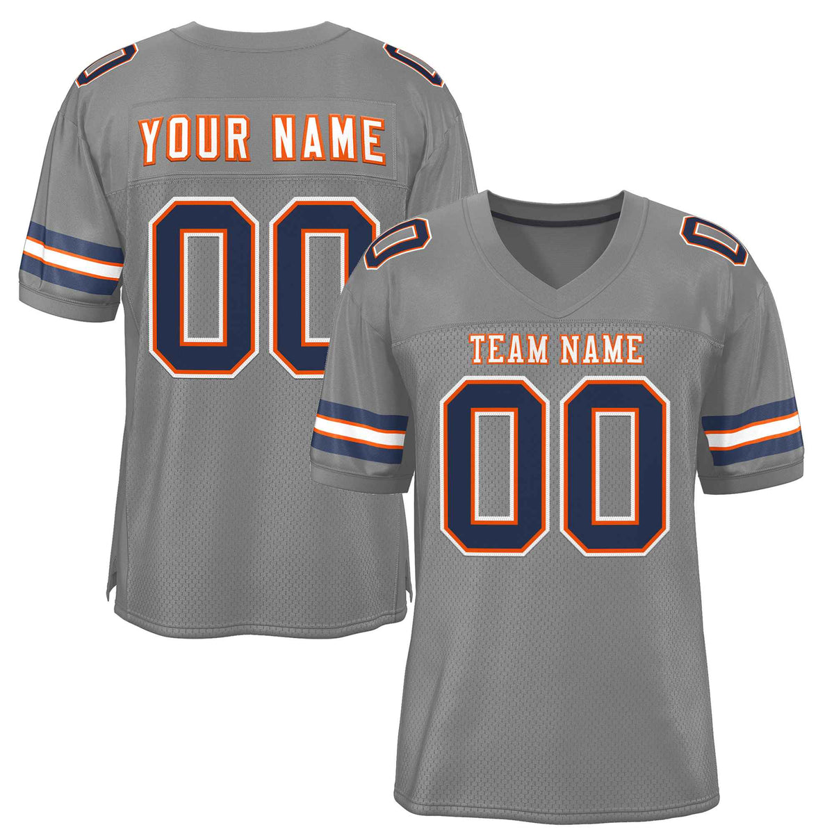 Custom Gray White-Orange Classic Style Authentic American Football Jersey| KXKSHOP