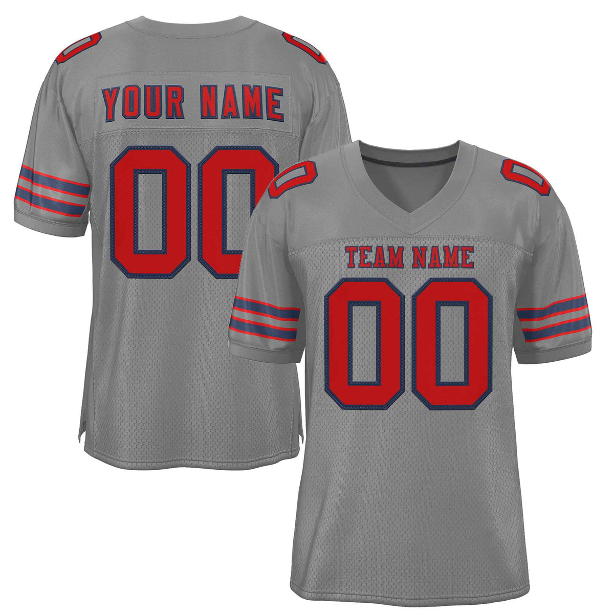 Custom Gray Red-Navy Classic Style Authentic American Football Jersey| KXKSHOP