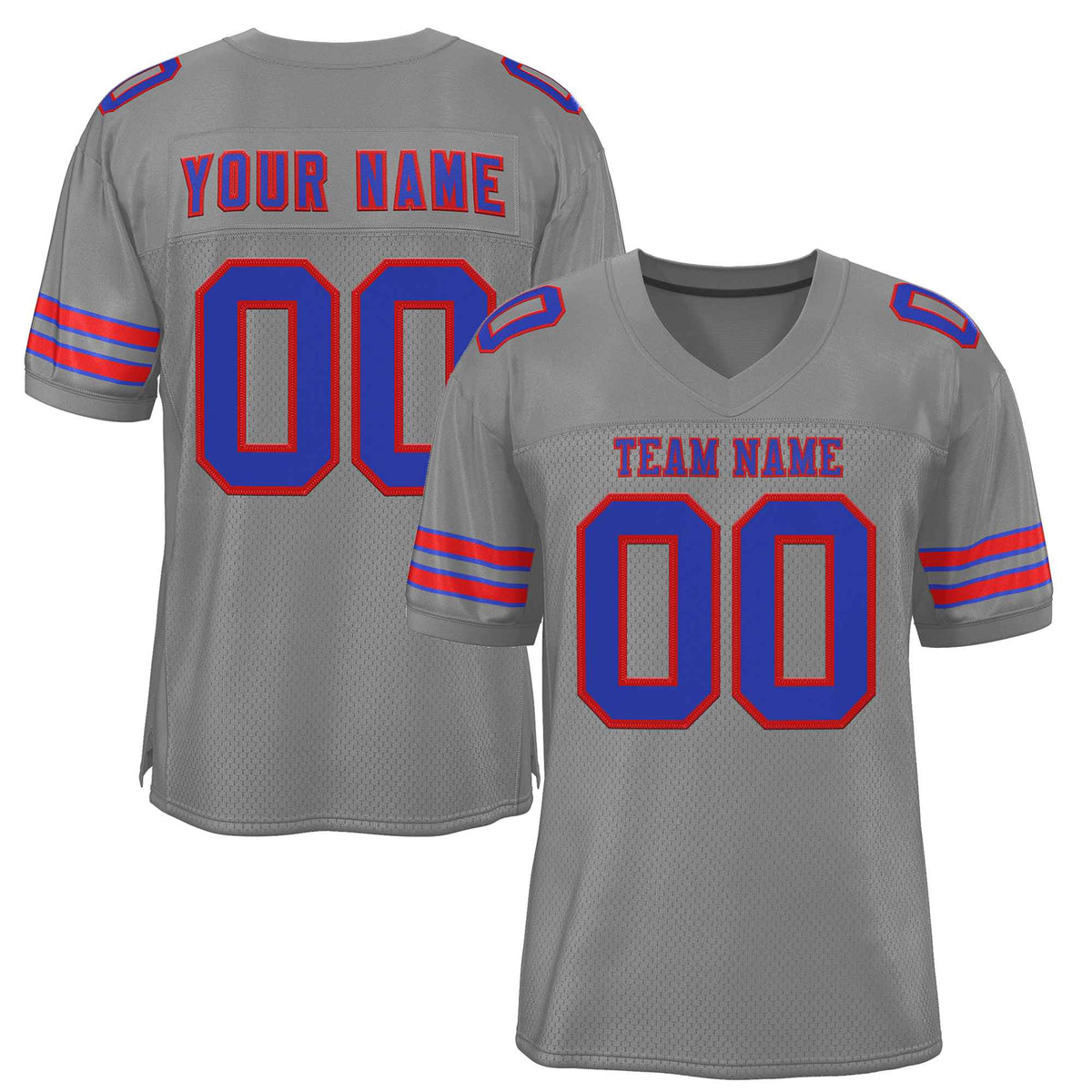 Custom Gray Royal-Red Classic Style Authentic American Football Jersey| KXKSHOP