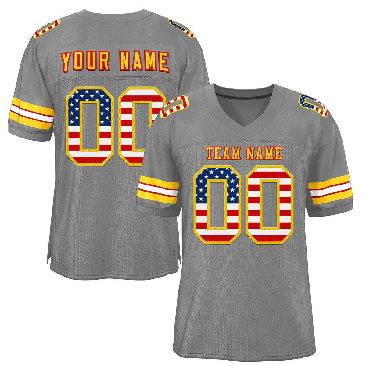 Custom Gray Gold-Red Classic Style Authentic American Football Jersey| KXKSHOP