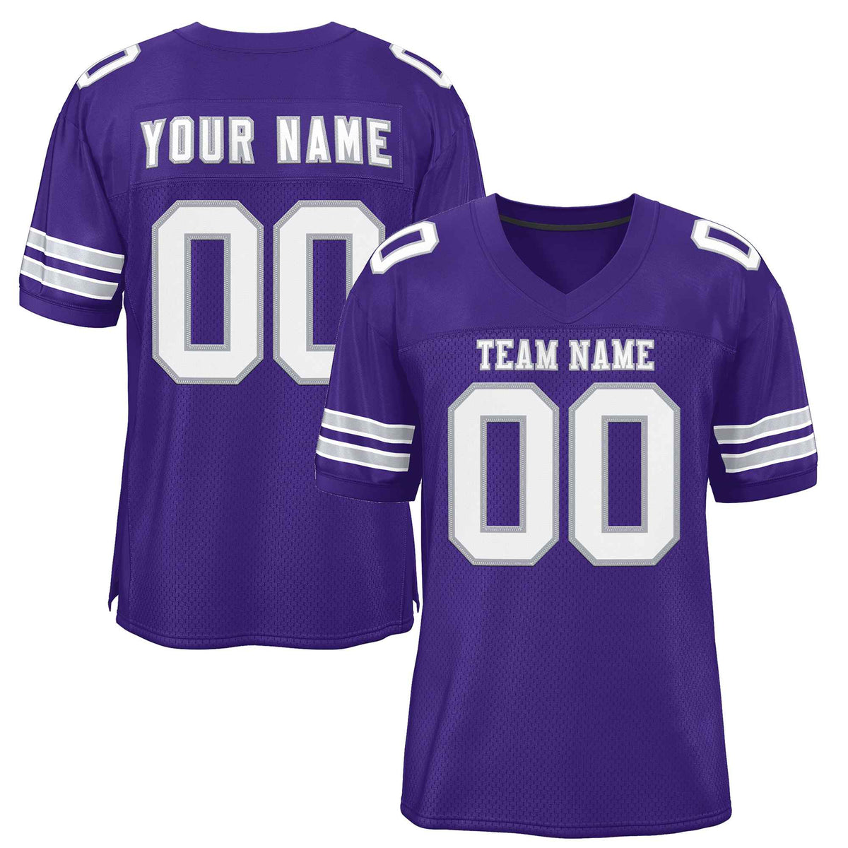 Custom Purple White-Gray Classic Style Authentic American Football Jersey| KXKSHOP