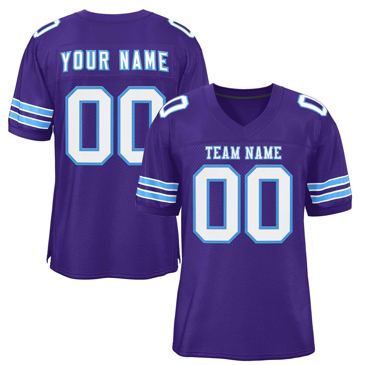 Custom Purple White-Powder Blue Classic Style Authentic American Football Jersey| KXKSHOP