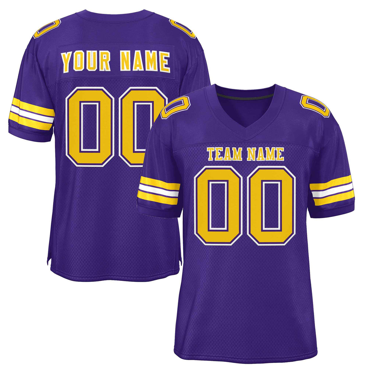 Custom Purple Gold-White Classic Style Authentic American Football Jersey| KXKSHOP