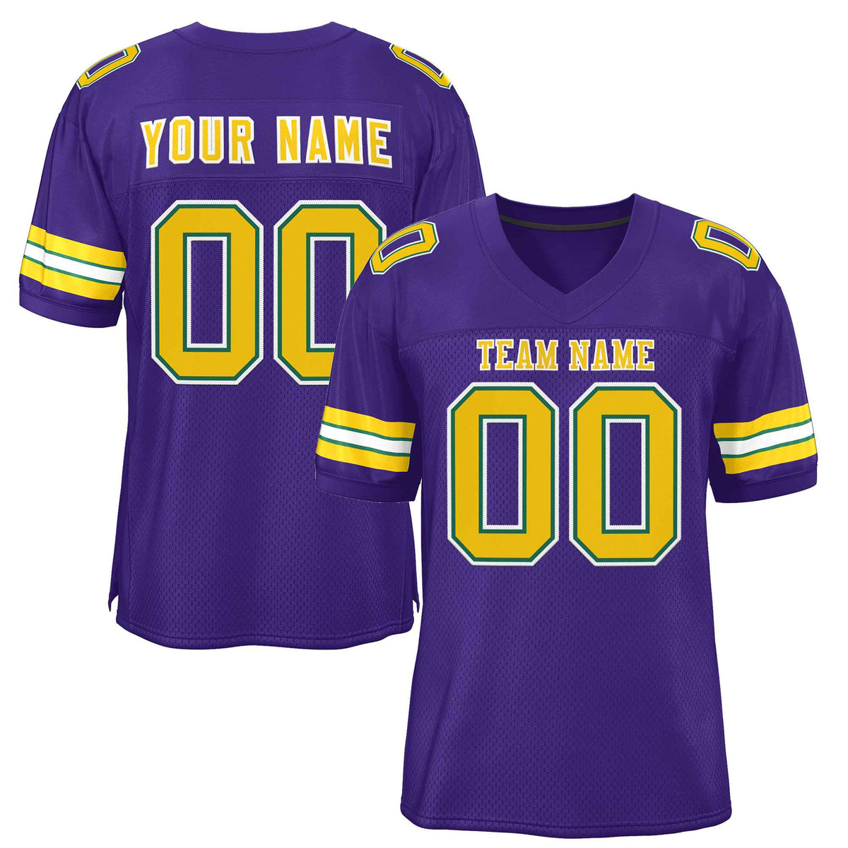 Custom Purple Gold-White Classic Style Authentic American Football Jersey| KXKSHOP