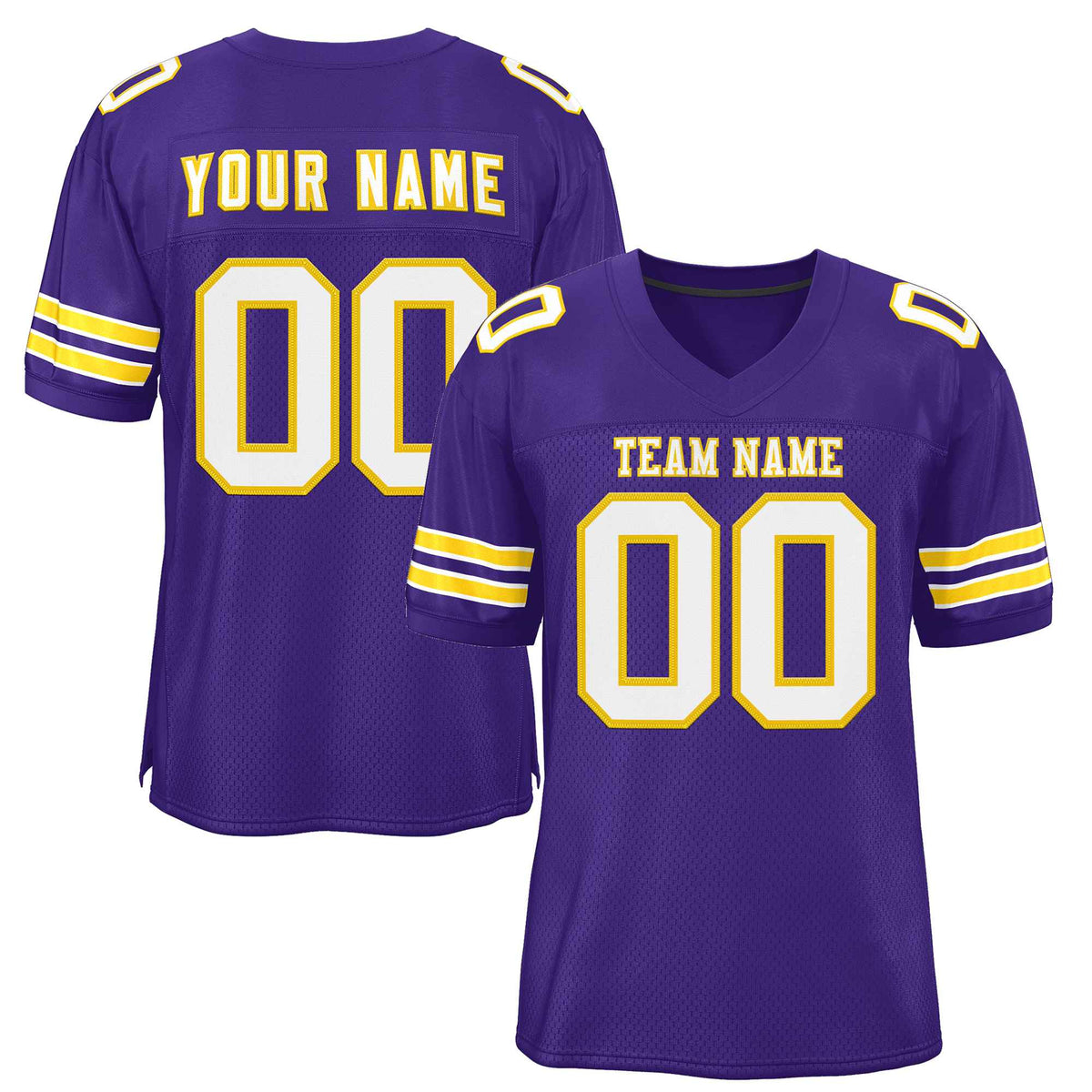 Custom Purple White-Gold Classic Style Authentic American Football Jersey| KXKSHOP
