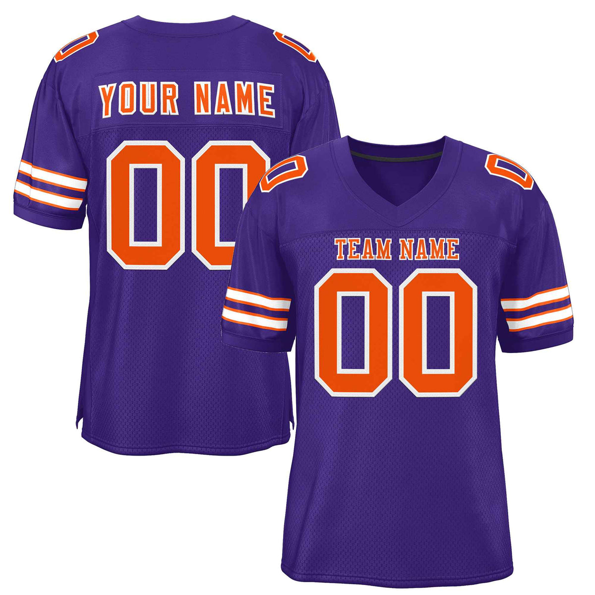 Custom Purple Orange-White Classic Style Authentic American Football Jersey| KXKSHOP