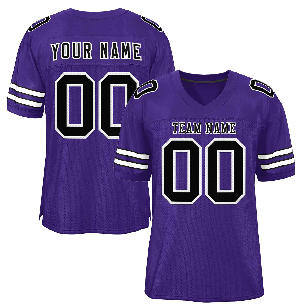 Custom Purple Black-White Classic Style Authentic American Football Jersey| KXKSHOP