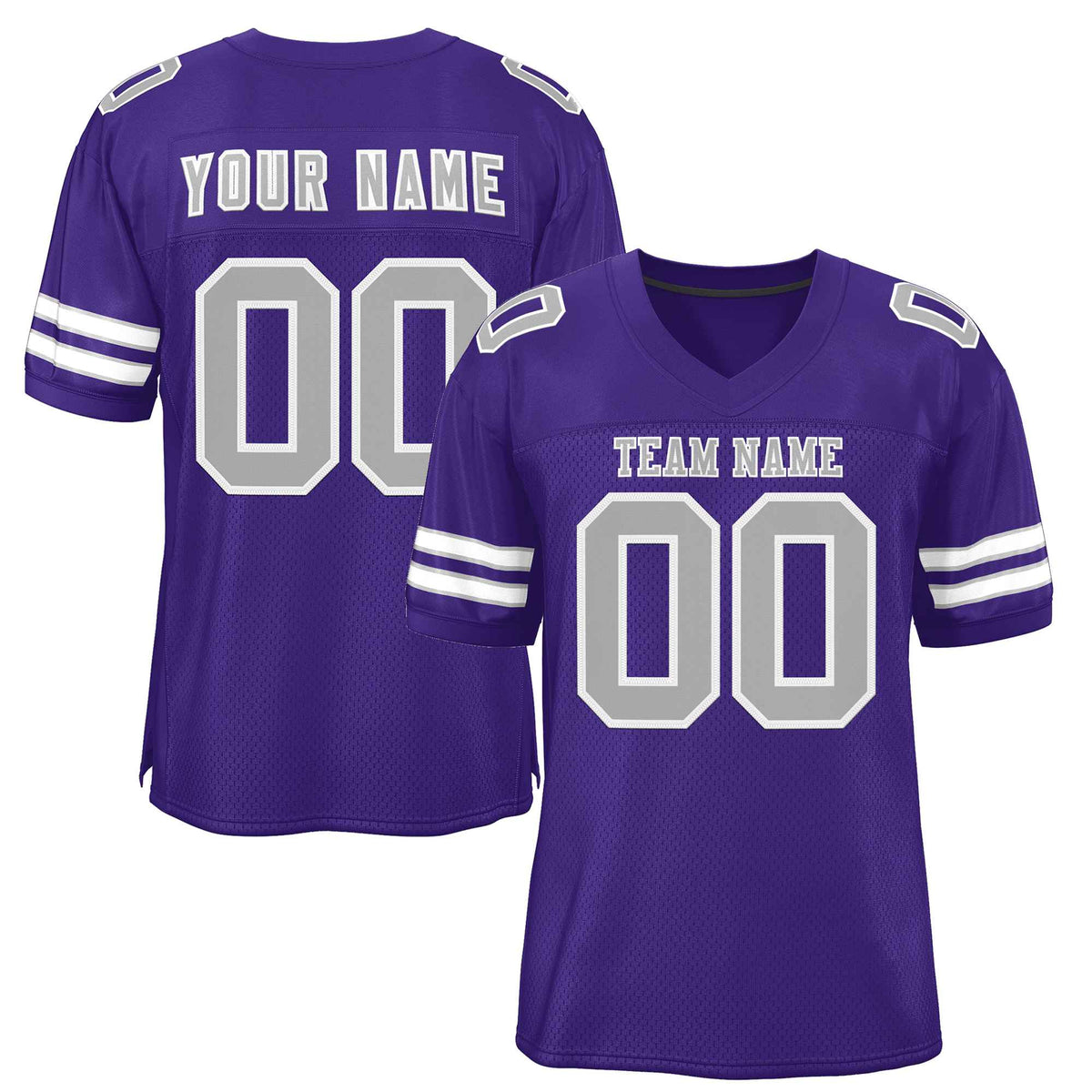 Custom Purple Gray-White Classic Style Authentic American Football Jersey| KXKSHOP