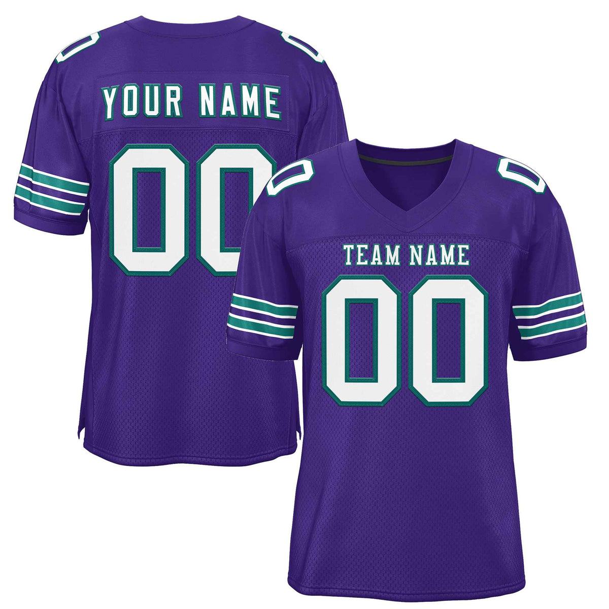 Custom Purple White-Aqua Classic Style Authentic American Football Jersey| KXKSHOP