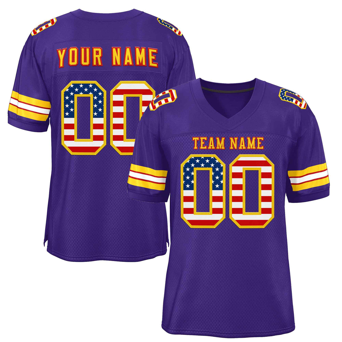 Custom Purple Gold-Red Classic Style Authentic American Football Jersey| KXKSHOP