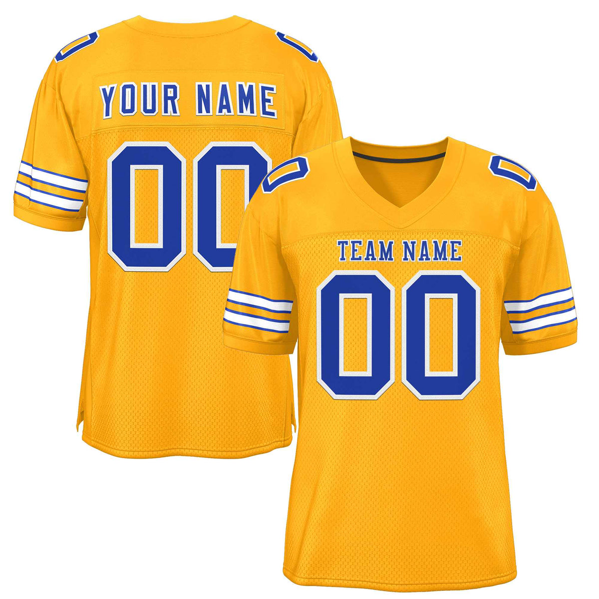 Custom Gold Royal-White Classic Style Authentic American Football Jersey| KXKSHOP
