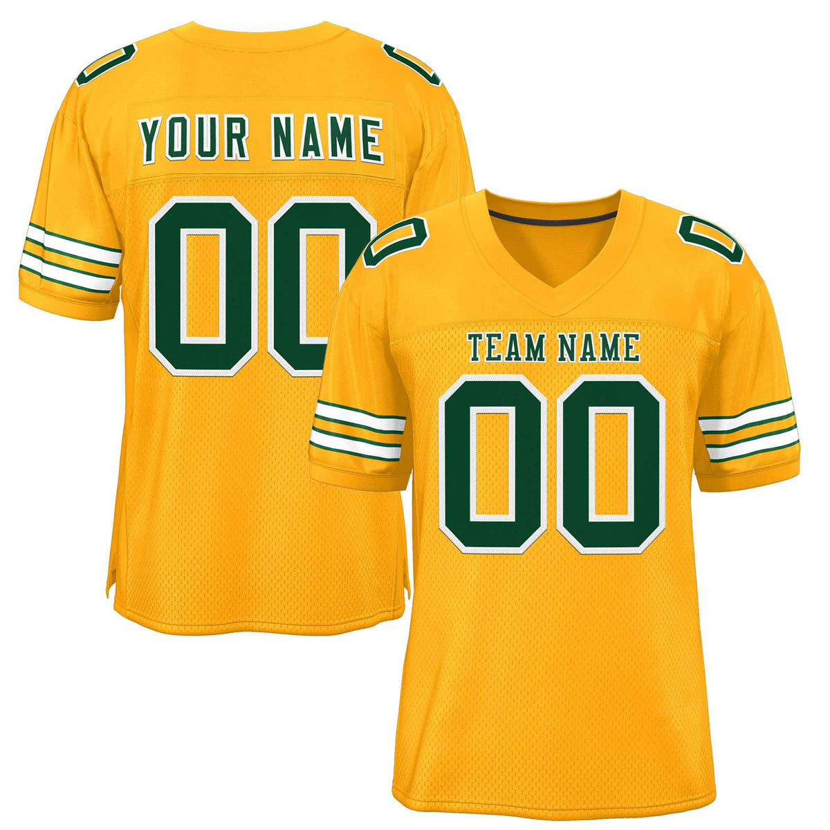 Custom Gold Green-White Classic Style Authentic American Football Jersey| KXKSHOP