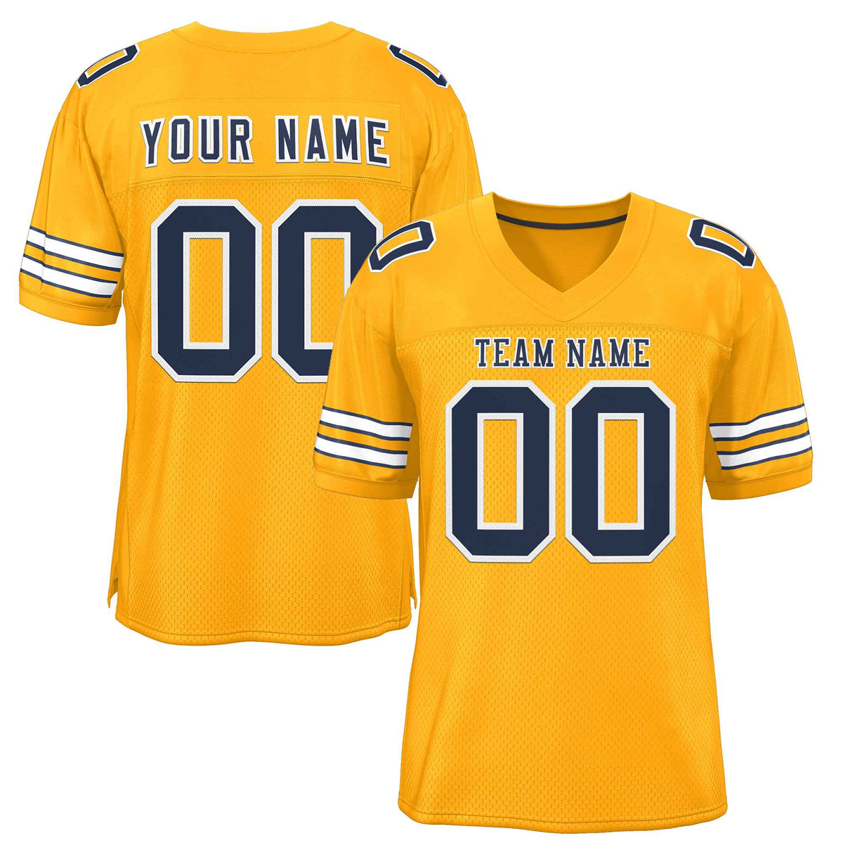 Custom Gold Navy-White Classic Style Authentic American Football Jersey| KXKSHOP