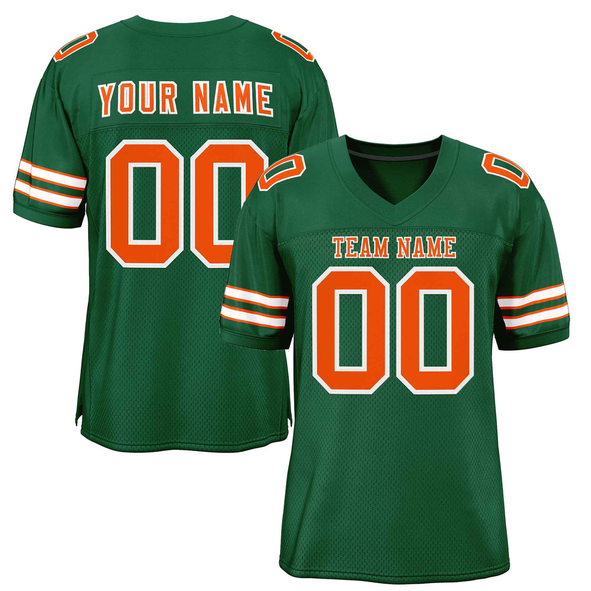 Custom Green Orange-White Classic Style Authentic American Football Jersey| KXKSHOP