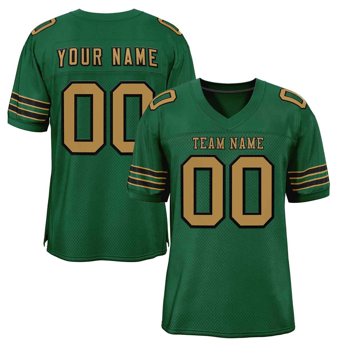 Custom Green Old Gold-Black Classic Style Authentic American Football Jersey| KXKSHOP