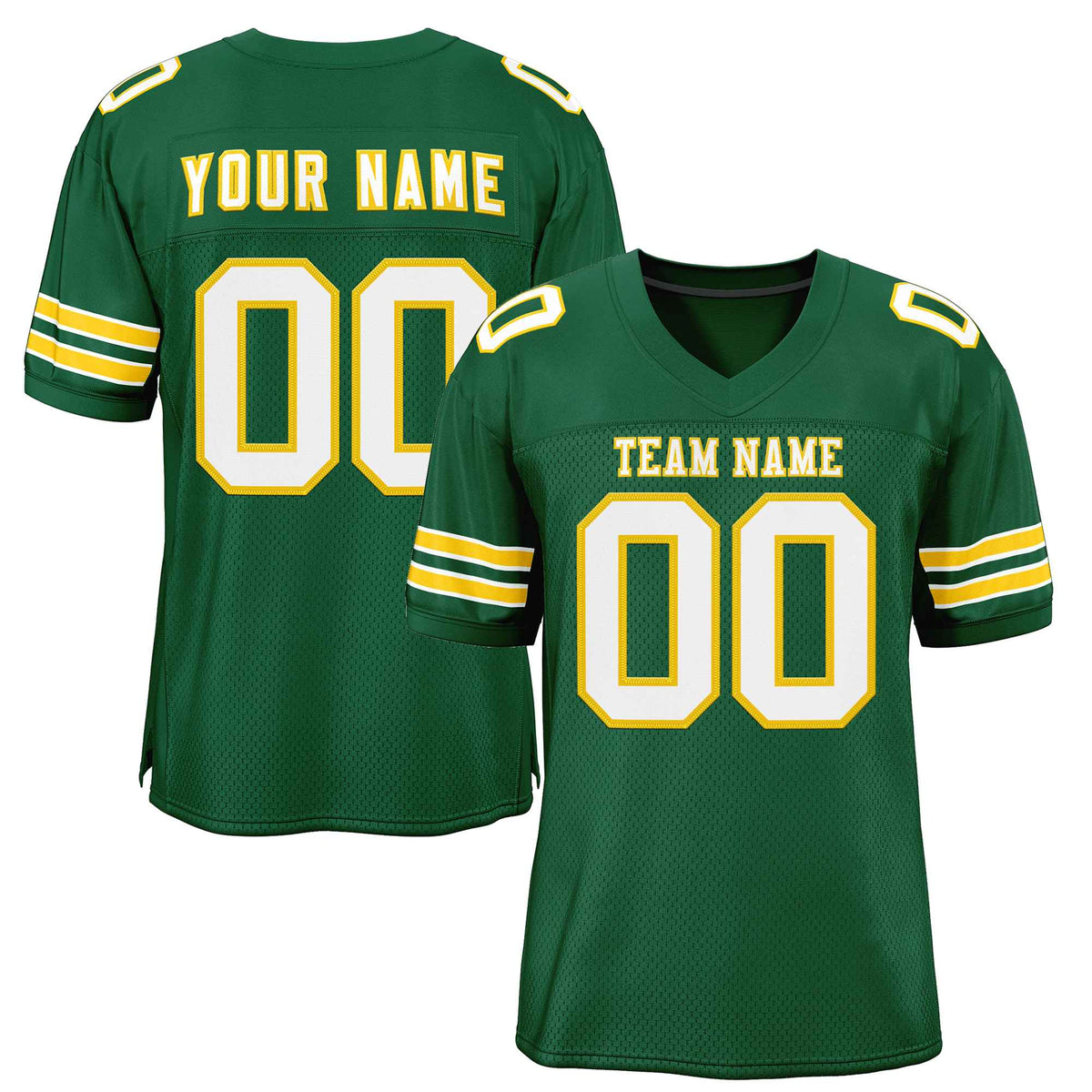 Custom Green White-Gold Classic Style Authentic American Football Jersey| KXKSHOP