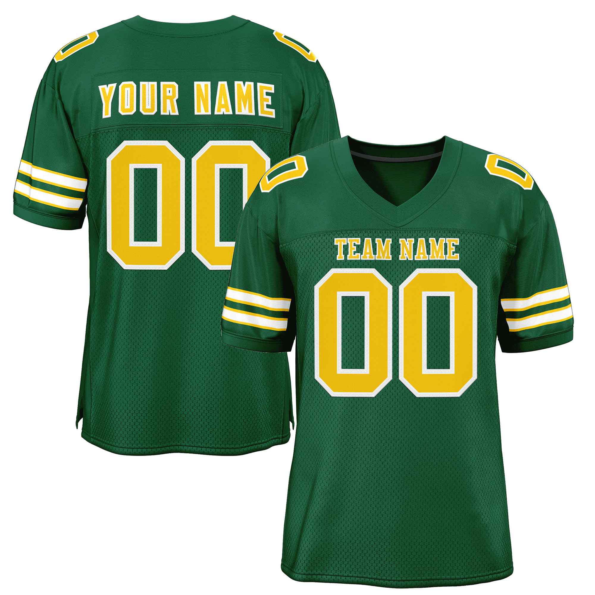 Custom Green Gold-White Classic Style Authentic American Football Jersey| KXKSHOP