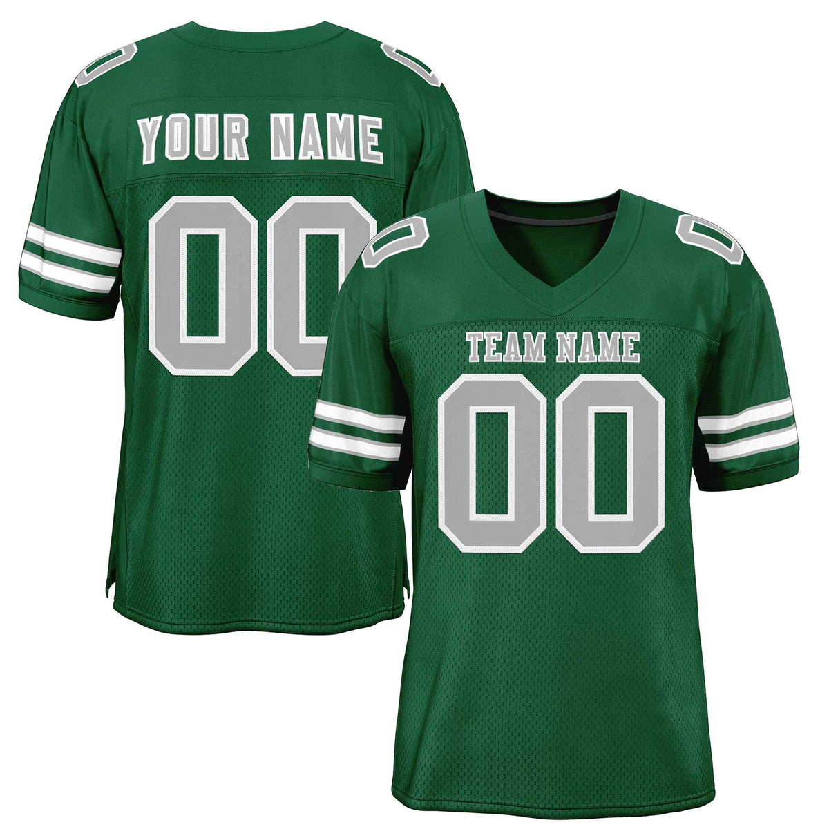 Custom Green Gray-White Classic Style Authentic American Football Jersey| KXKSHOP