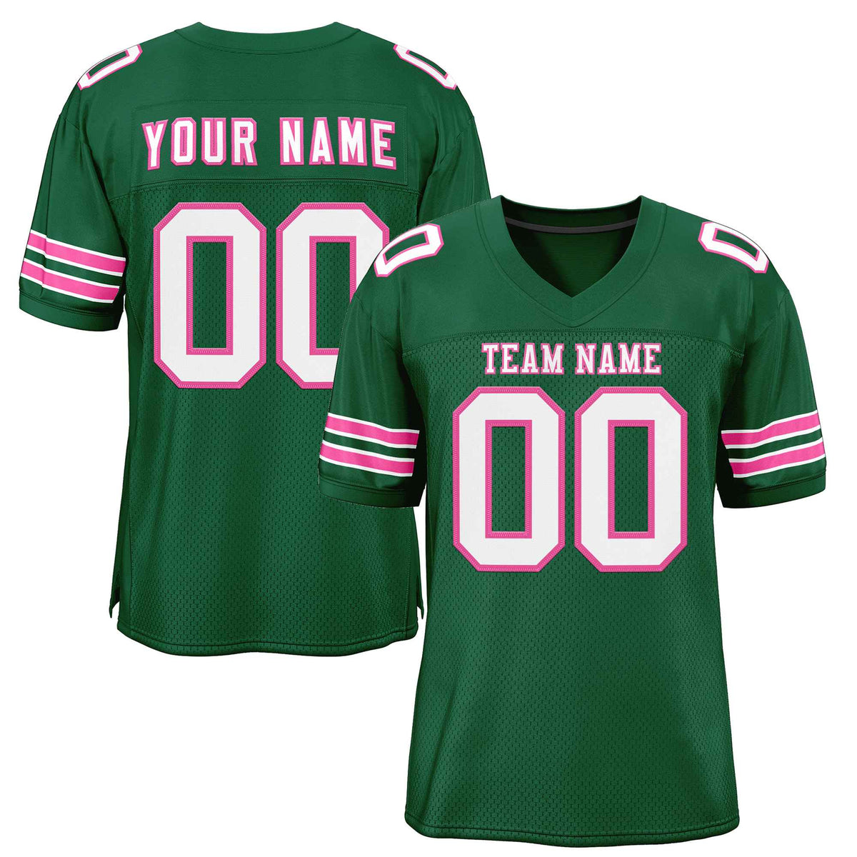 Custom Green White-Pink Classic Style Authentic American Football Jersey| KXKSHOP