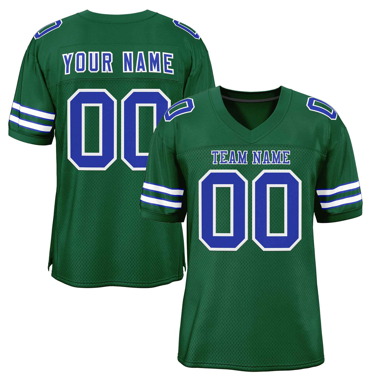 Custom Green Royal-White Classic Style Authentic American Football Jersey| KXKSHOP